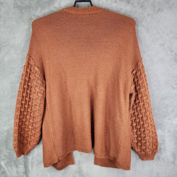 Womens Rust Orange Open Front Cardigan Sweater Loose knit Sleeves Size 18/20W - Picture 8 of 11